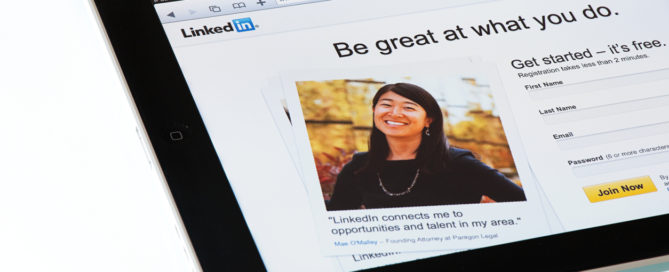 tablet showing LinkedIn